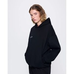 Pangaia Womens 365 Midweight Hoodie Black Organic Recycled Cotton XS Minimalist